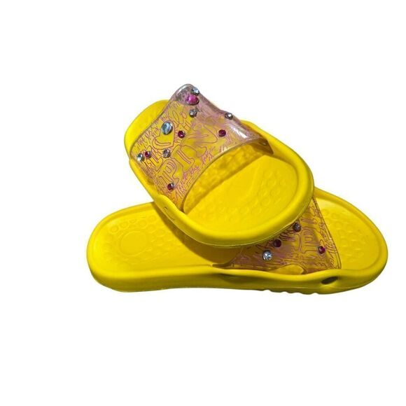 Vintage Victoria's Secret PINK Jelly Y2K Yellow Jeweled Sandals US 9 - Picture 2 of 5